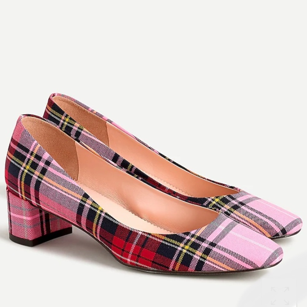 J CREW Kate Pumps in Pink Tartan, 9